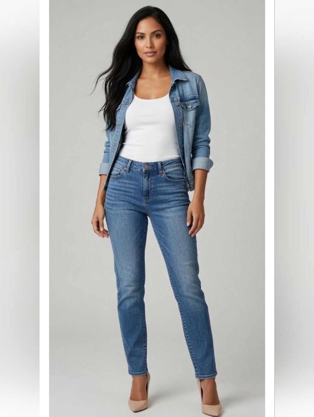 Democracy Ab Technology Skinny Ankle Jeans Mid Rise Stretch Blue Wash Denim 8